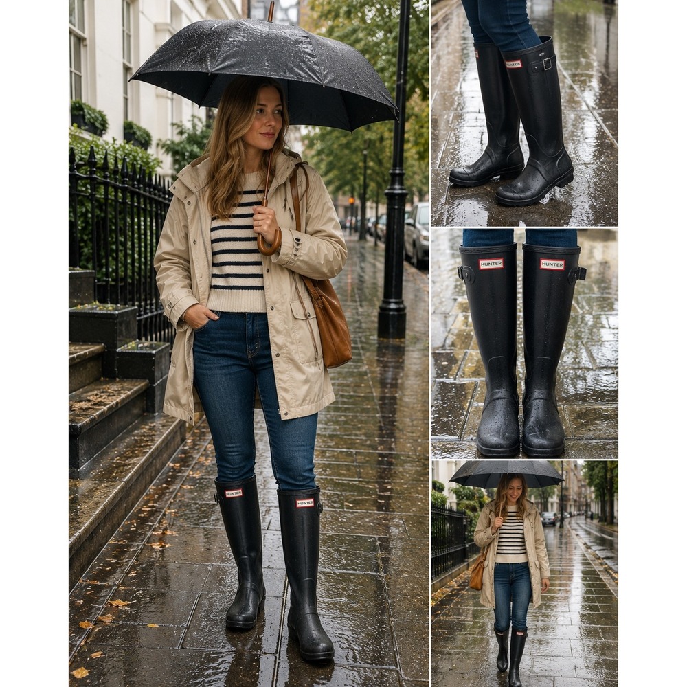 Hunter Original Tall Black Rain Boots Women's 8 UK 6 EU 39 Waterproof